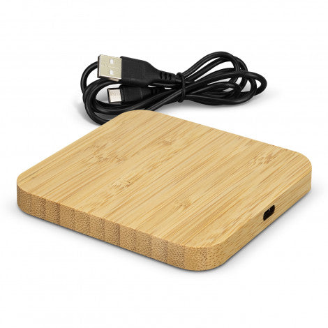NATURA Bamboo Wireless Fast Charging Hub with custom branded logo - Simply Merchandise