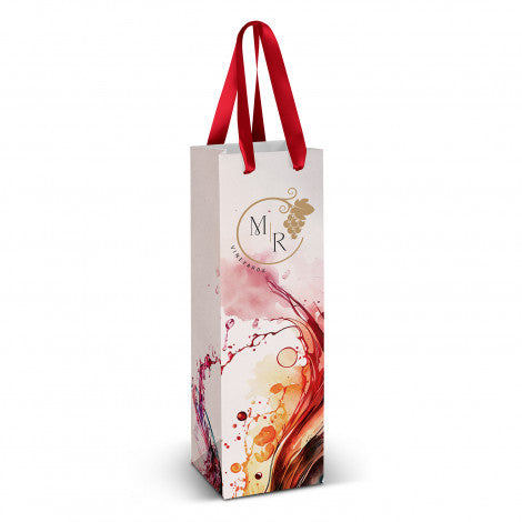 Wine Ribbon Handle Paper Bag - Full Colour - Simply Merchandise