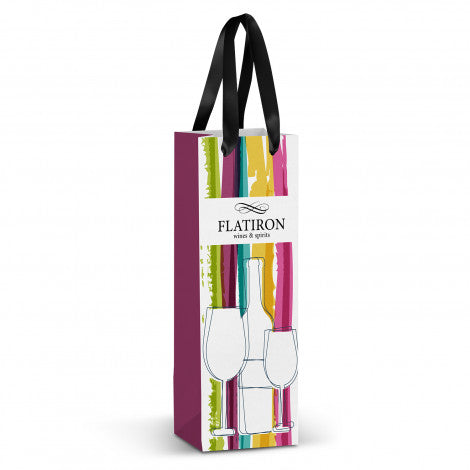 Champagne Ribbon Handle Paper Bag - Full Colour - Simply Merchandise