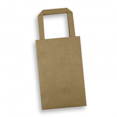 Small Flat Handle Paper Bag Portrait with custom branded logo - Simply Merchandise