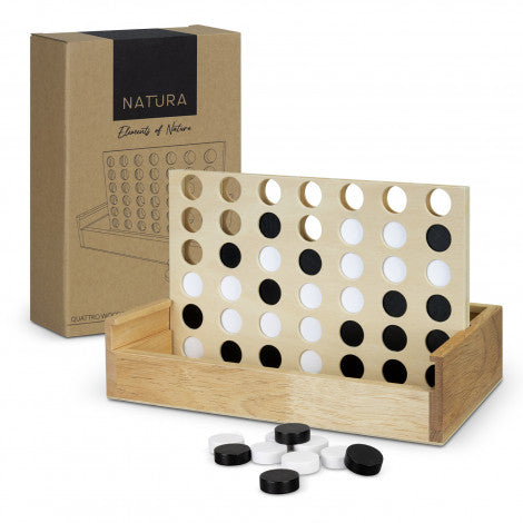 NATURA Quattro Wooden Four-in-a-Row Game with custom branded logo - Simply Merchandise