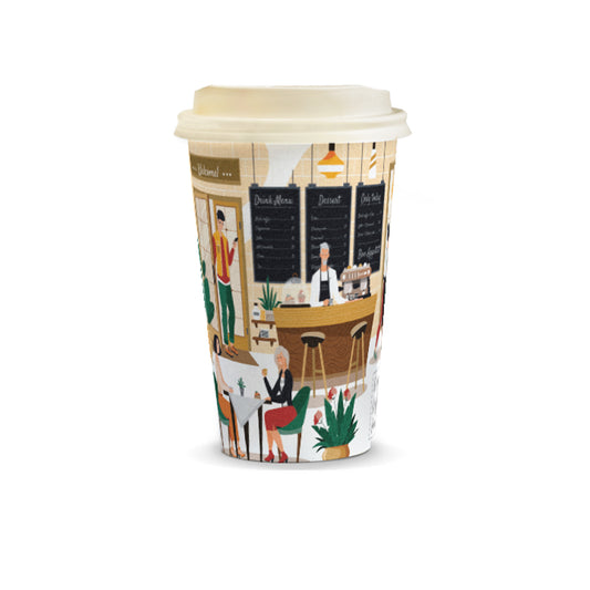 Compostable Paper Coffee Cup - 350ml with custom branded logo - Simply Merchandise