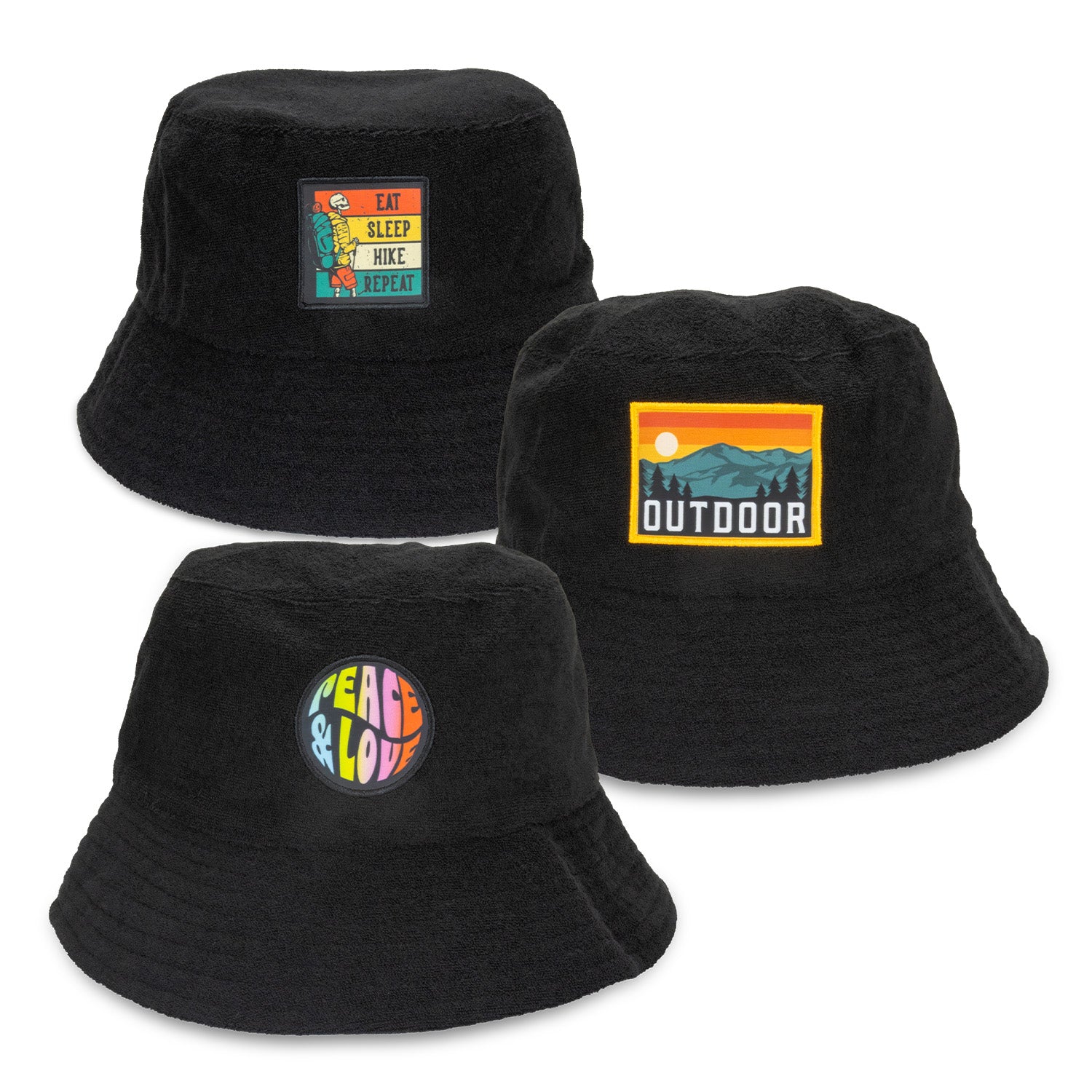 Terry Towelling Bucket Hat with Full Colour Patch - Simply Merchandise