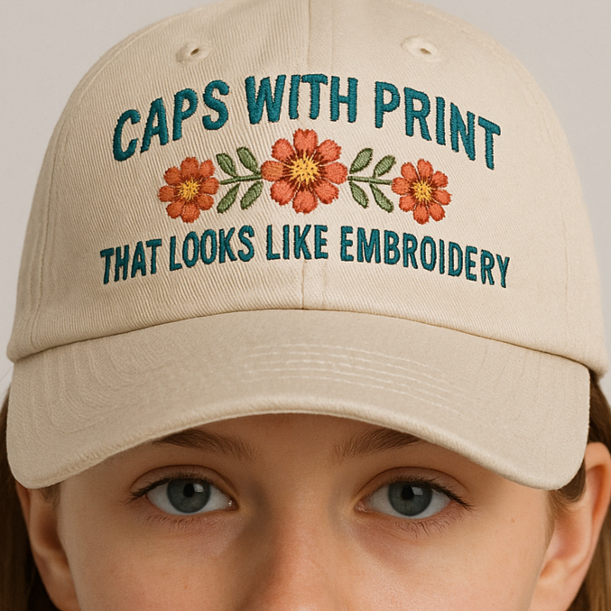 Caps with Faux Embroidery