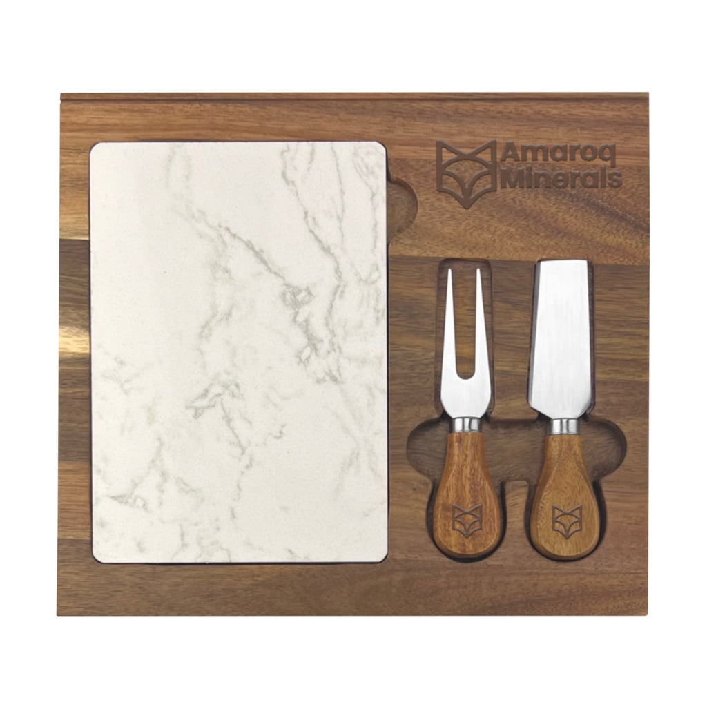Fuzo Marble Cheeseboard and Knife Set - Simply Merchandise