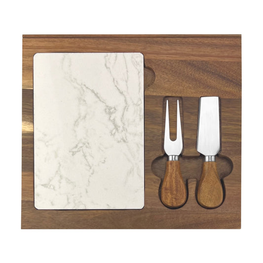 Fuzo Marble Cheeseboard and Knife Set - Simply Merchandise