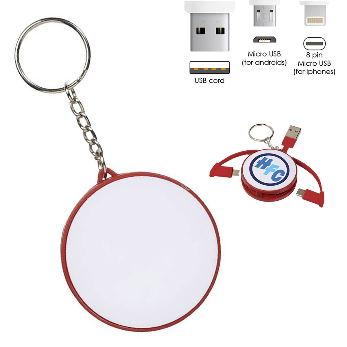 Charging Cable Key Ring with custom branded logo - Simply Merchandise
