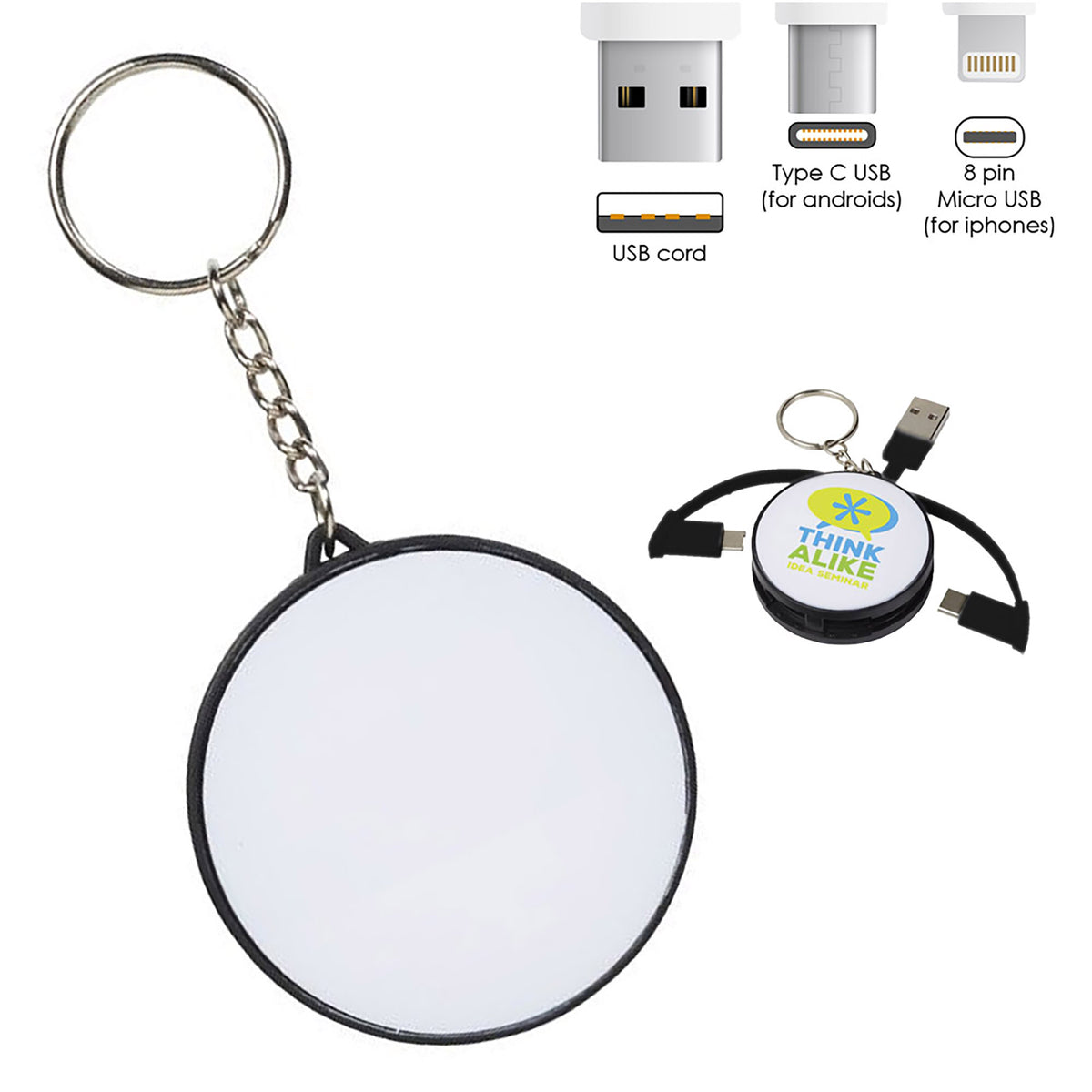 Charging Cable Key Ring with custom branded logo - Simply Merchandise
