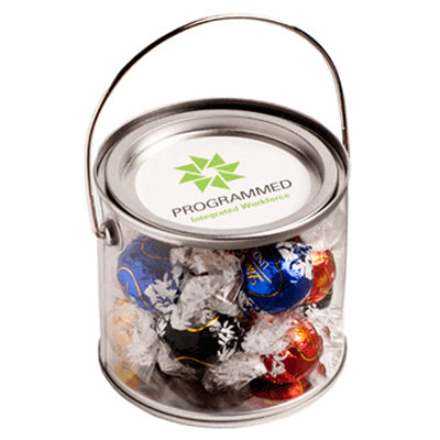 Medium PVC Bucket filled with Lindt Balls x14 - Simply Merchandise