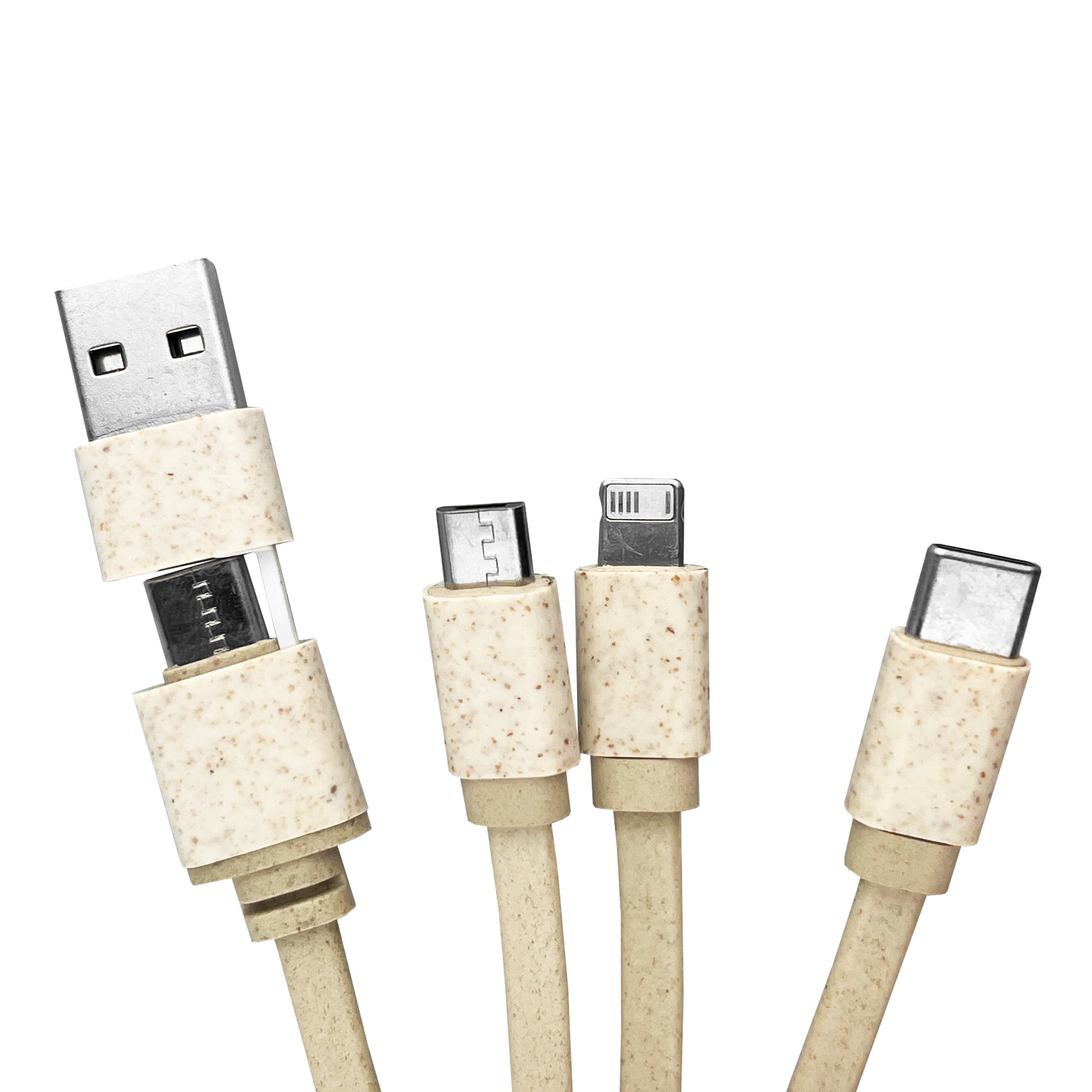 Square Bamboo Charging Cable Key Ring - Simply Merchandise