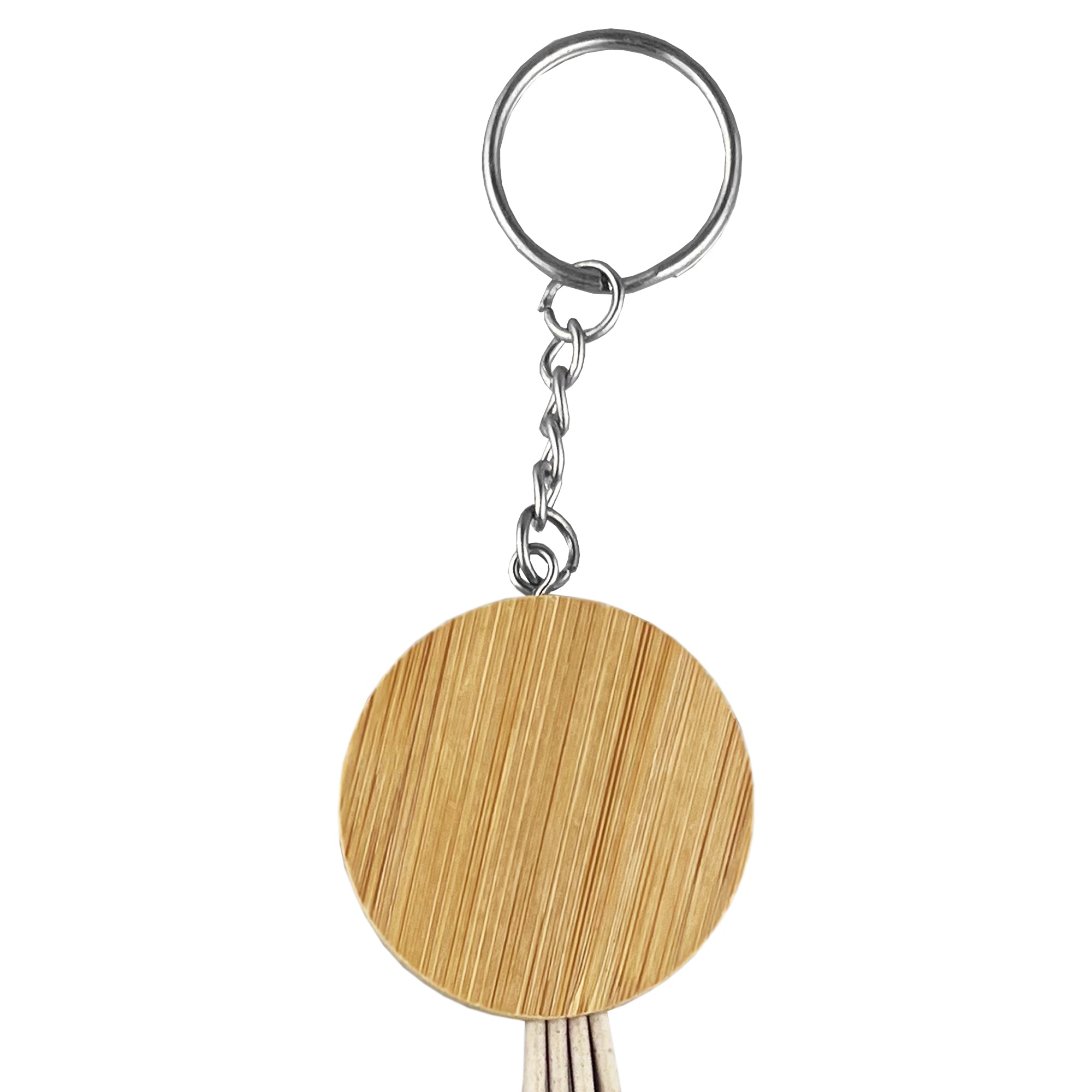 Round Bamboo Charging Cable Key Ring - Simply Merchandise