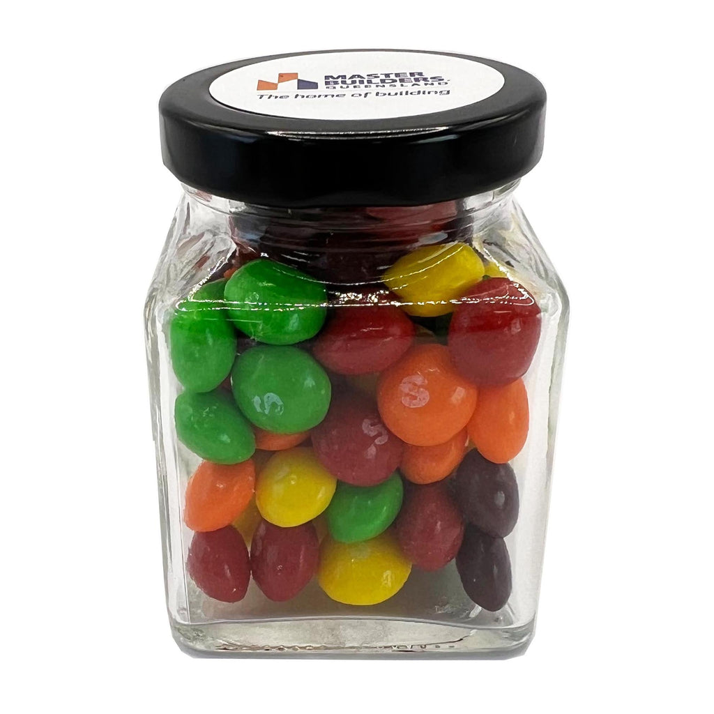 Small Glass Jar with Skittles 100g - Simply Merchandise