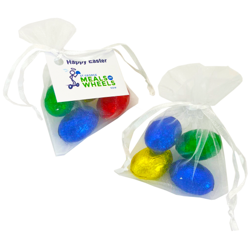 Organza Bag with Mini Solid Easter Eggs x4 - Simply Merchandise