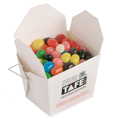 White Cardboard Noodle Box with Jelly Beans 100g - Simply Merchandise