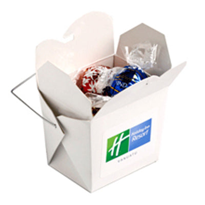 White Cardboard Noodle Box with Lindor Lindt Balls x5 - Simply Merchandise