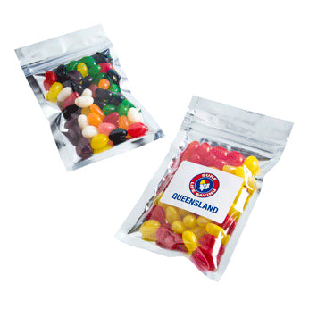 Silver Zip Lock Bag with Jelly Beans 50g - Simply Merchandise