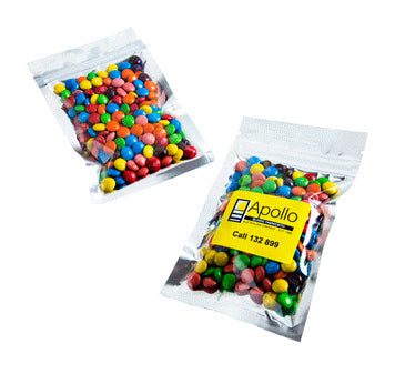 Silver Zip Lock Bag with M&Ms 50g - Simply Merchandise