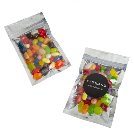 Silver Zip Lock Bag with JELLY BELLY Jelly Beans 50g - Simply Merchandise