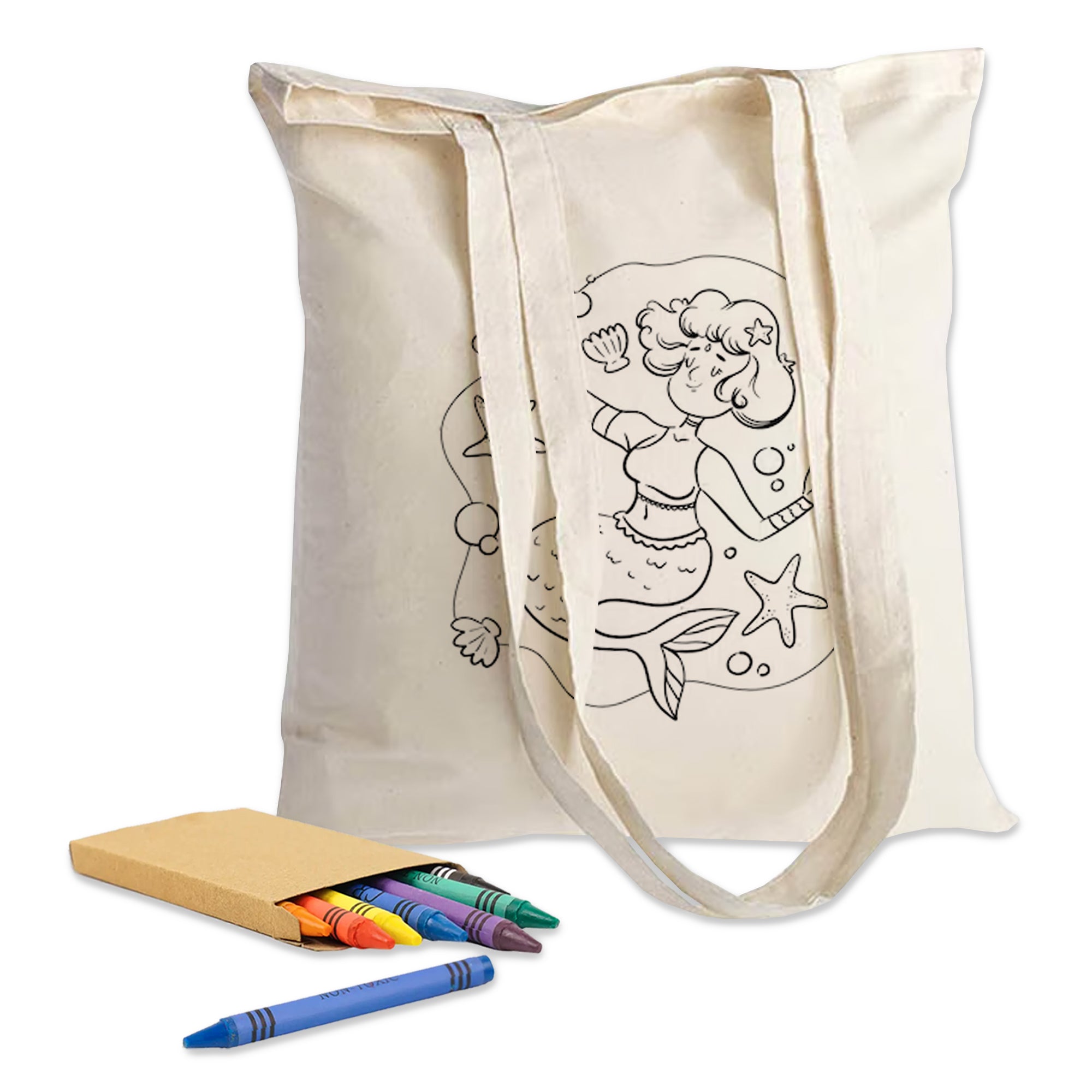 Colouring Long Handle Calico Shopper - Simply Merchandise