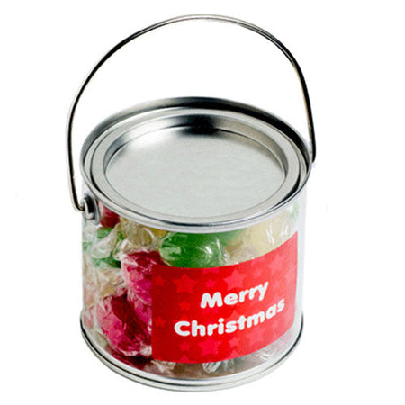 Medium PVC Bucket filled with Christmas Twist Wrapped Boiled Lollies - Simply Merchandise