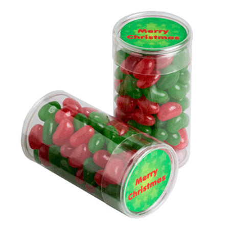 PET Tube filled with CHRISTMAS Jelly Beans 100g - Simply Merchandise