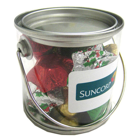 Small PVC Bucket filled with Christmas Chocolates 100g - Simply Merchandise