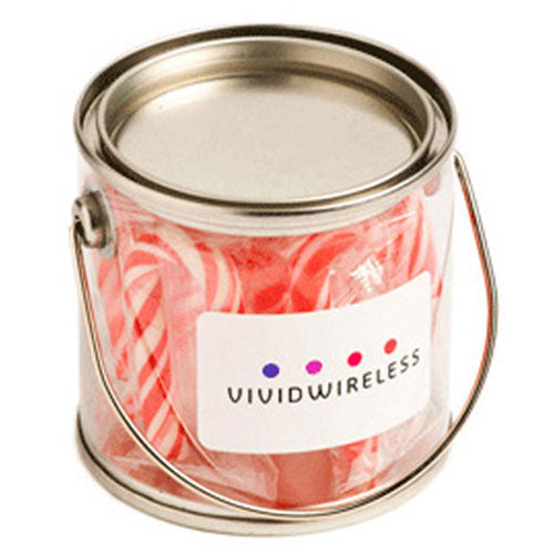 Small PVC Bucket filled with Candy Canes x10 - Simply Merchandise