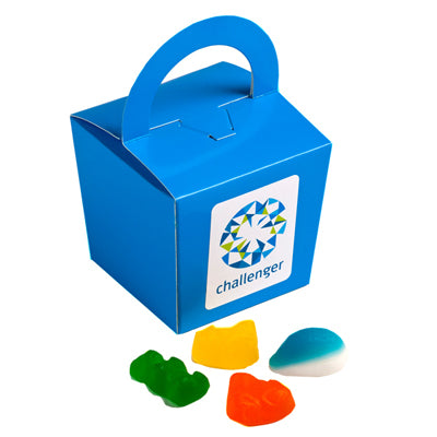 Coloured Noodle Box with Christmas Mixed Lollies with custom branded logo - Simply Merchandise