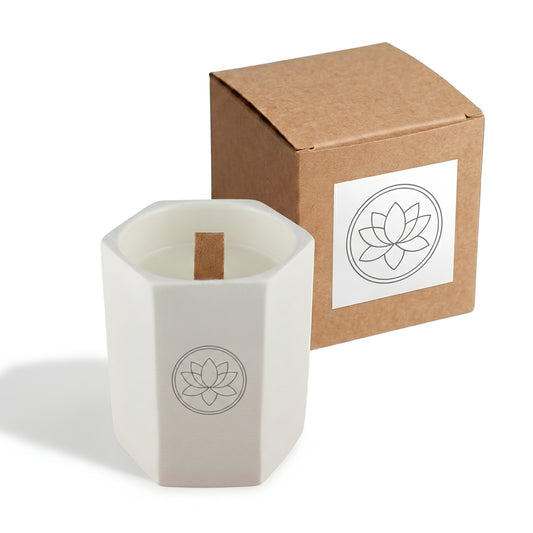 Noosa Hexagon Ceramic Candle with custom branded logo - Simply Merchandise