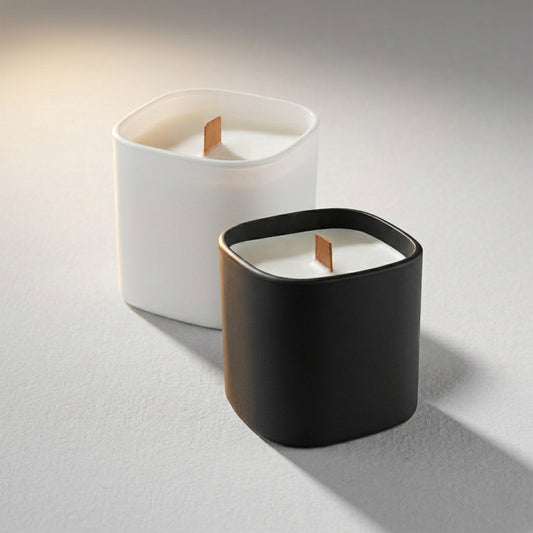 Premium Square Glass Candle with custom branded logo - Simply Merchandise
