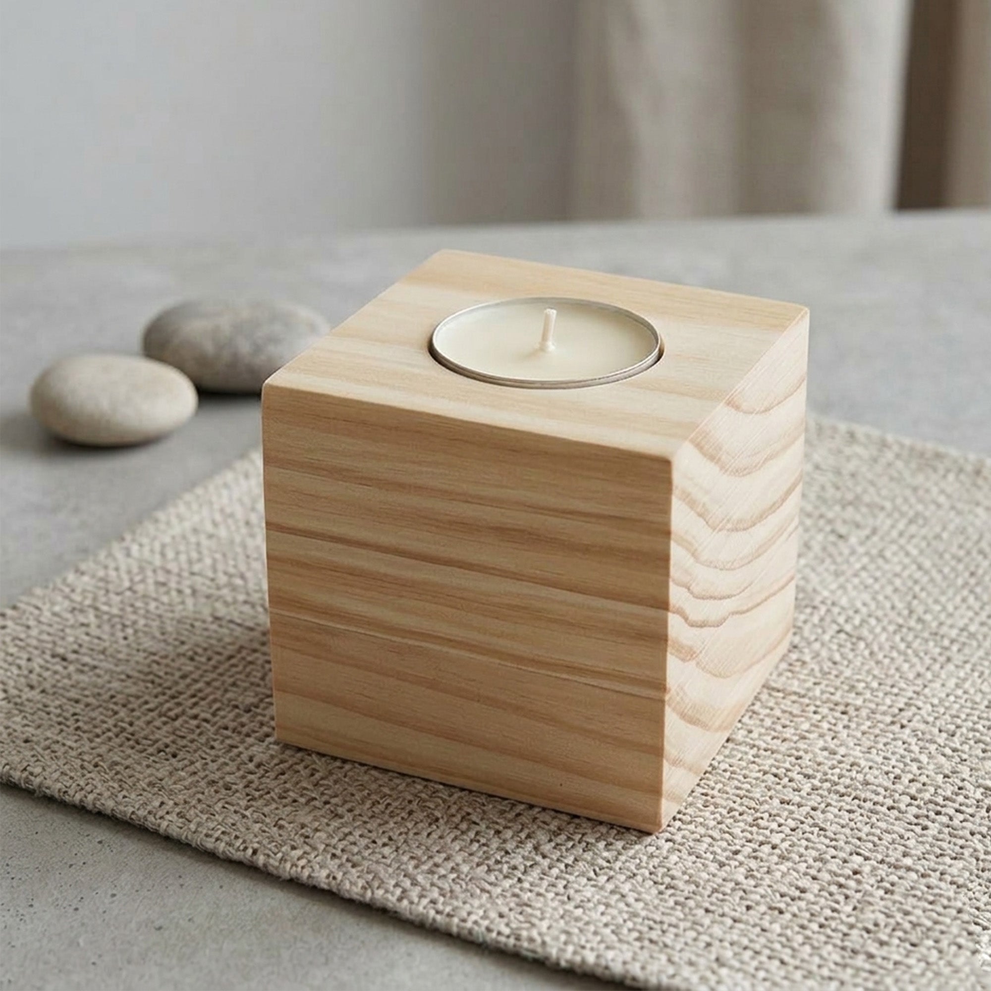 Wood Cube Candle - Simply Merchandise