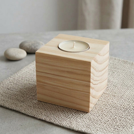 Wood Cube Candle - Simply Merchandise
