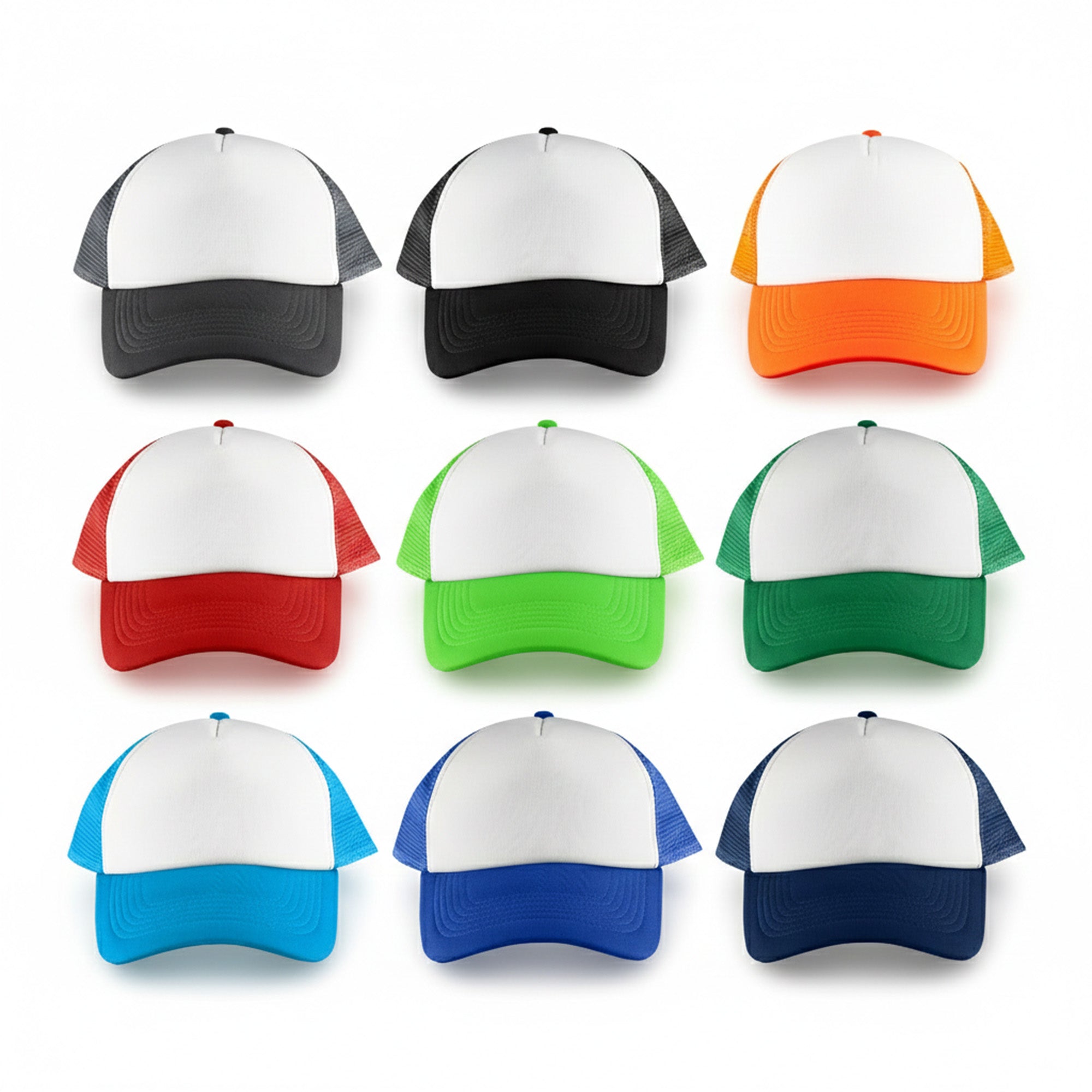 White Front 5 Panel Trucker Mesh Cap - Simply Merchandise