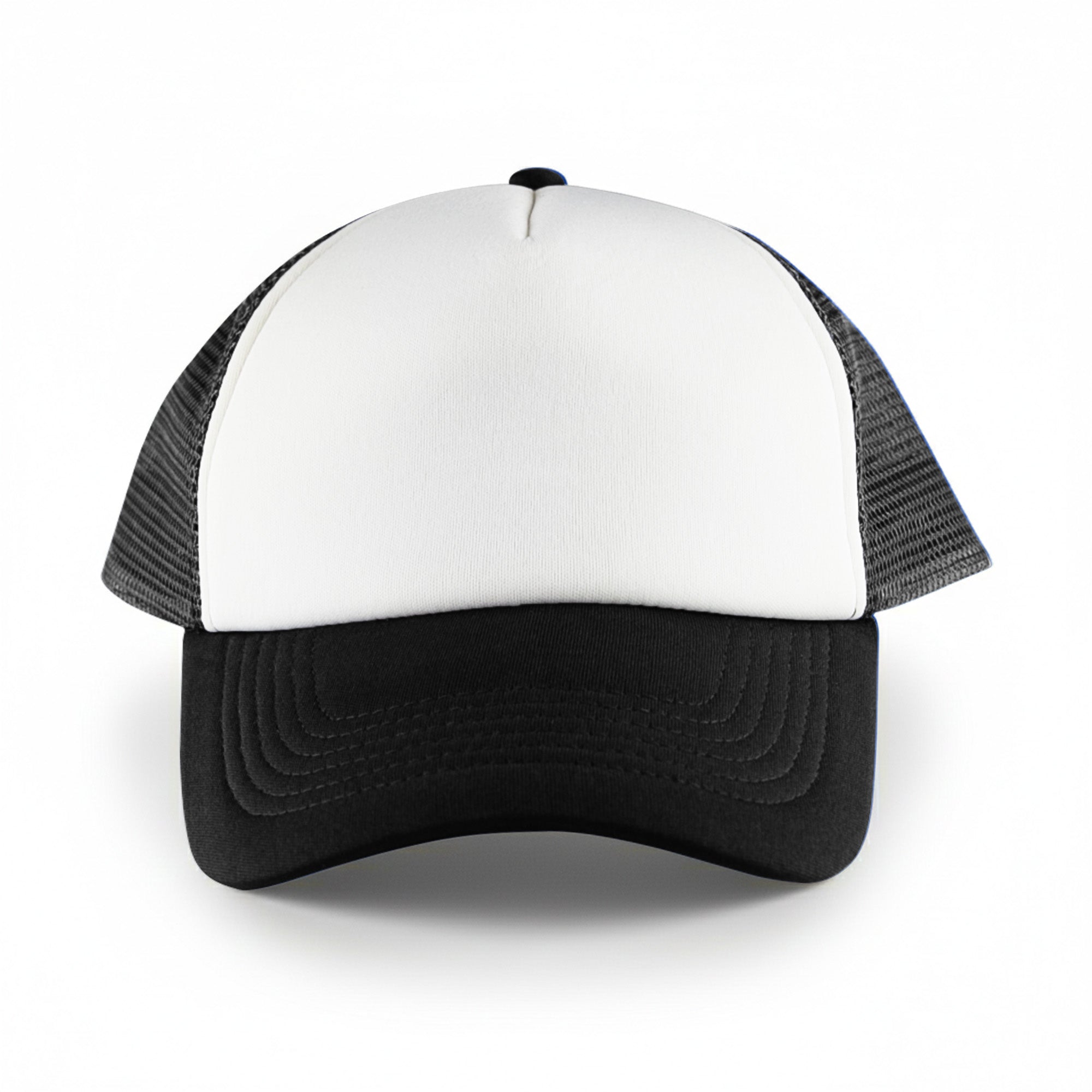 White Front 5 Panel Trucker Mesh Cap - Simply Merchandise