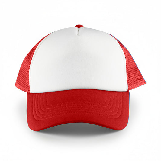 White Front 5 Panel Trucker Mesh Cap - Simply Merchandise