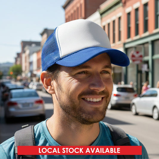 White Front 5 Panel Trucker Mesh Cap - Simply Merchandise