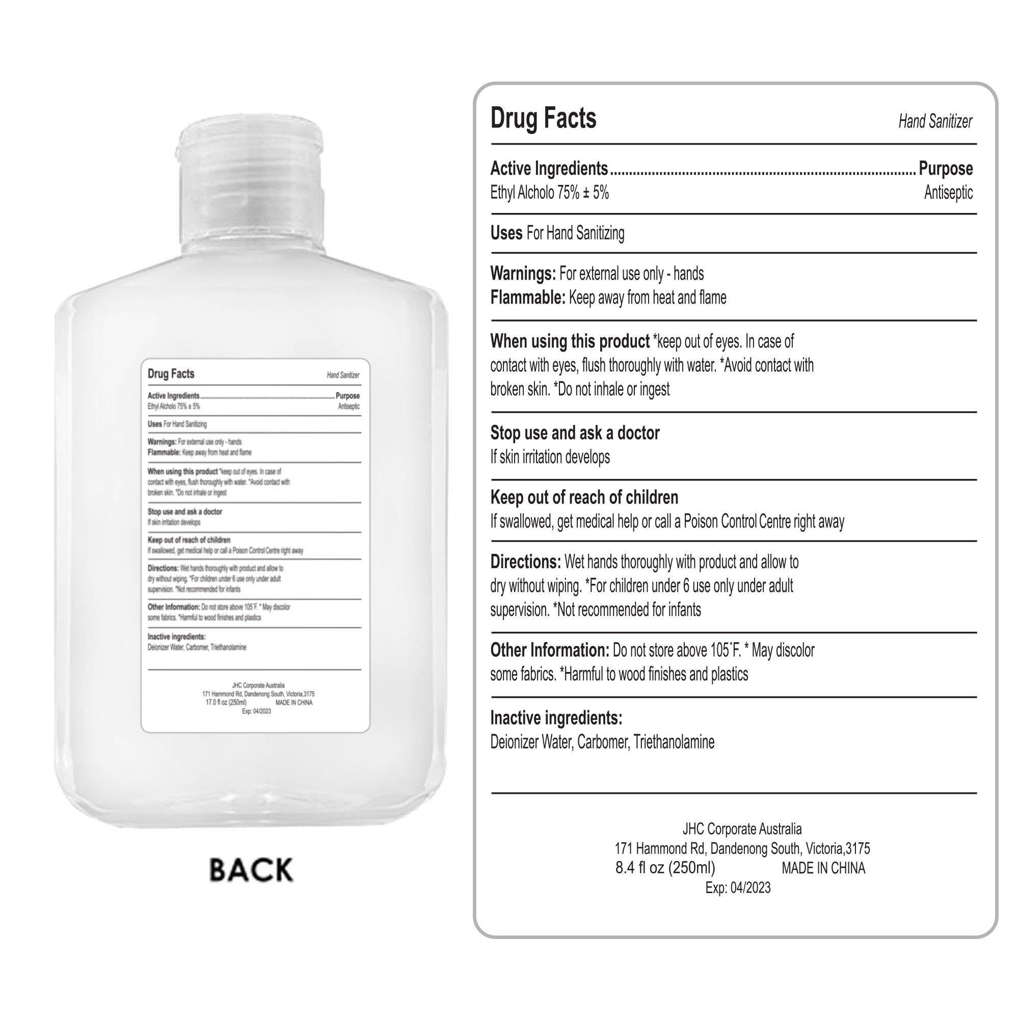 250ml Hand Sanitiser Gel 75% Alcohol - Simply Merchandise