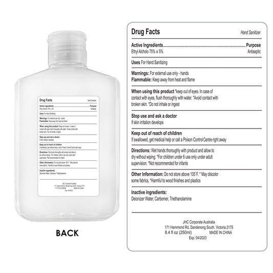 250ml Hand Sanitiser Gel 75% Alcohol - Simply Merchandise