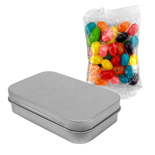 Jelly Bean In Tin 50g with custom branded logo - Simply Merchandise