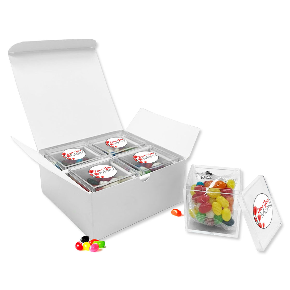 Jelly Bean 4 Cubes In Gift Pack with custom branded logo - Simply Merchandise