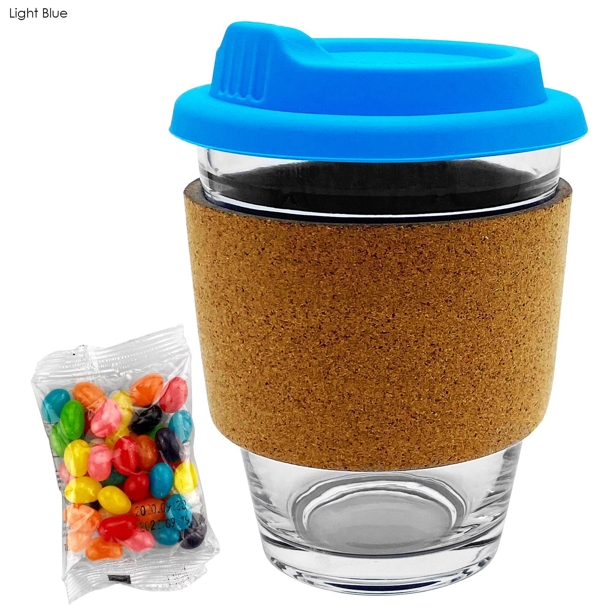 Jelly Bean In Cork Band Glass Coffee Cup - Simply Merchandise