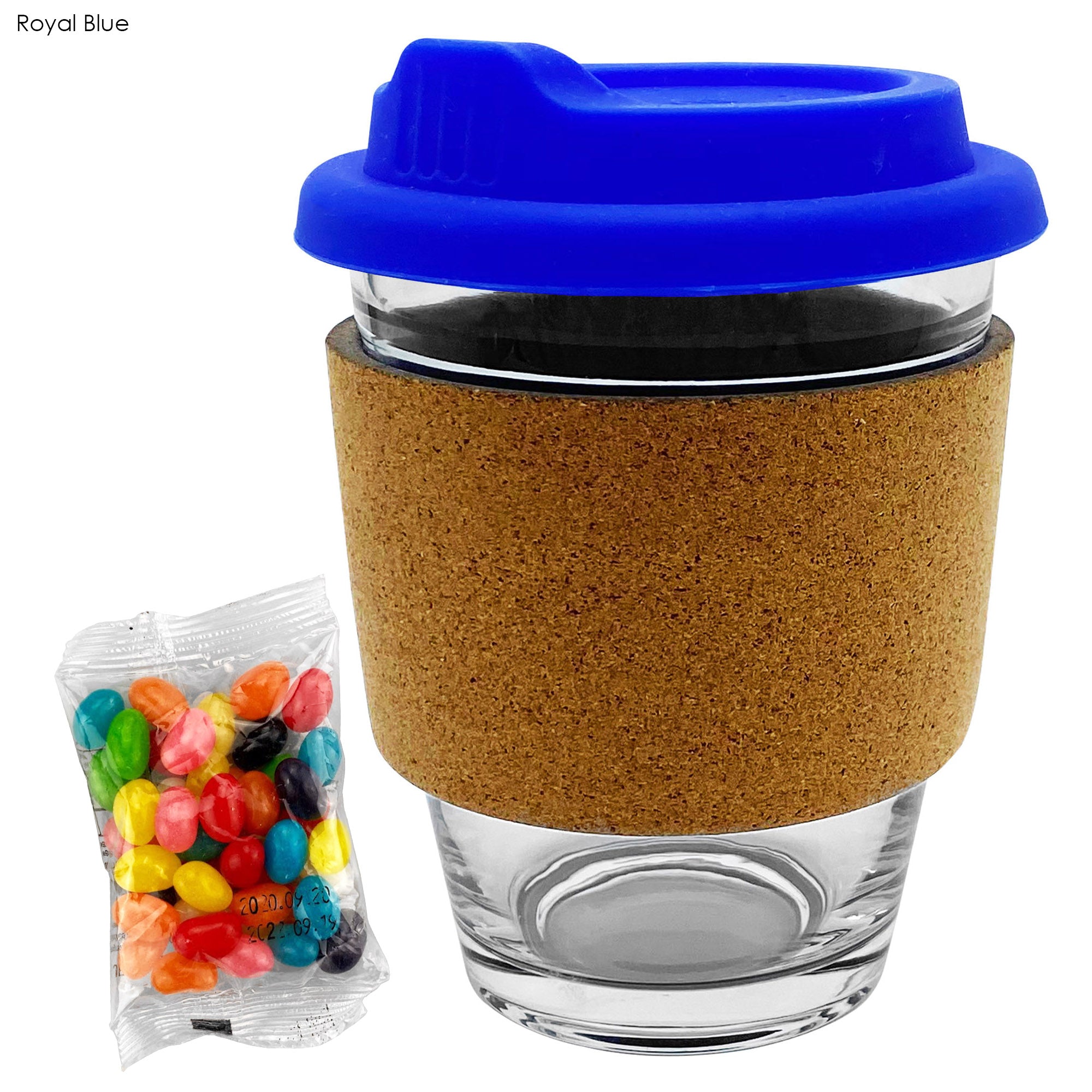 Jelly Bean In Cork Band Glass Coffee Cup - Simply Merchandise