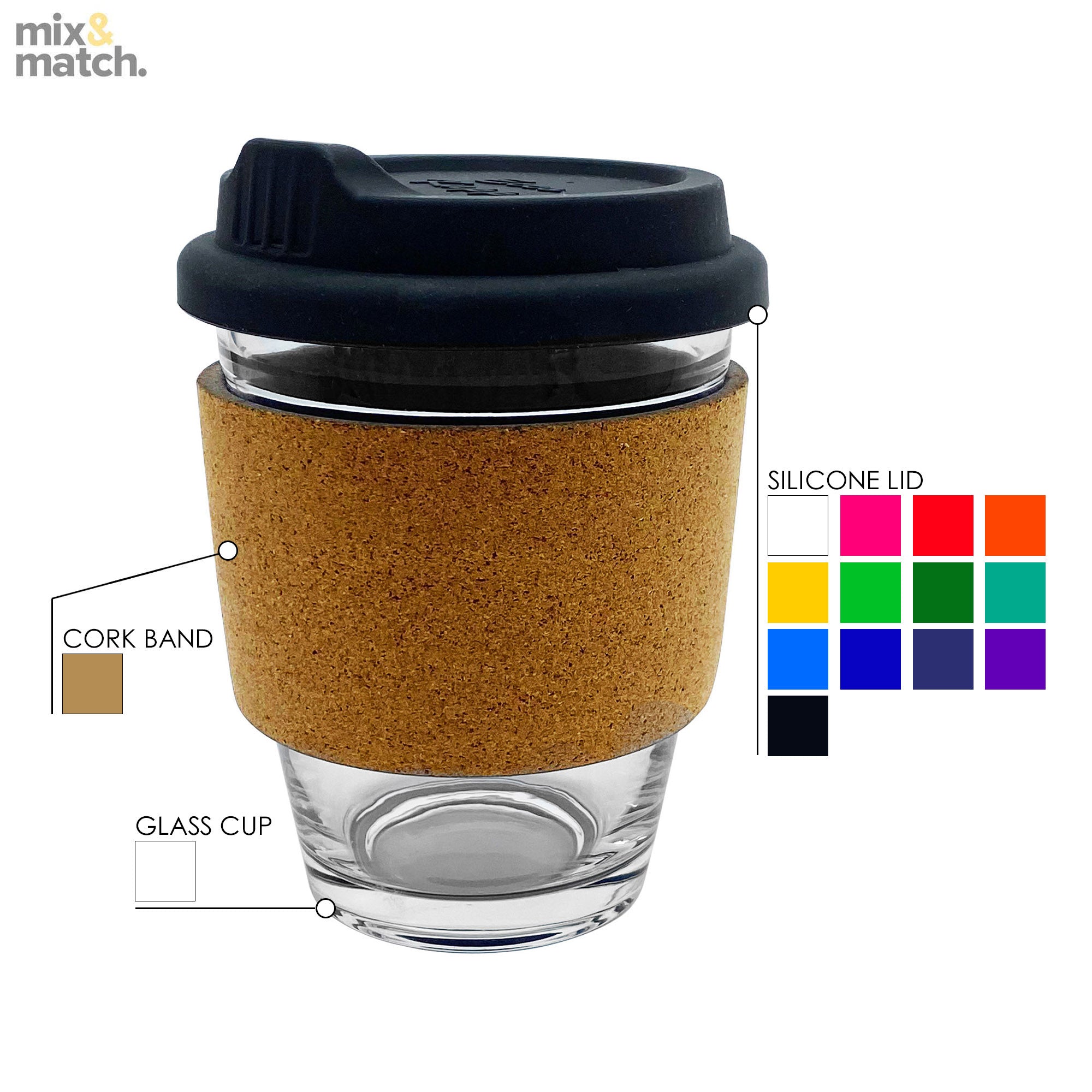 Jelly Bean In Cork Band Glass Coffee Cup - Simply Merchandise