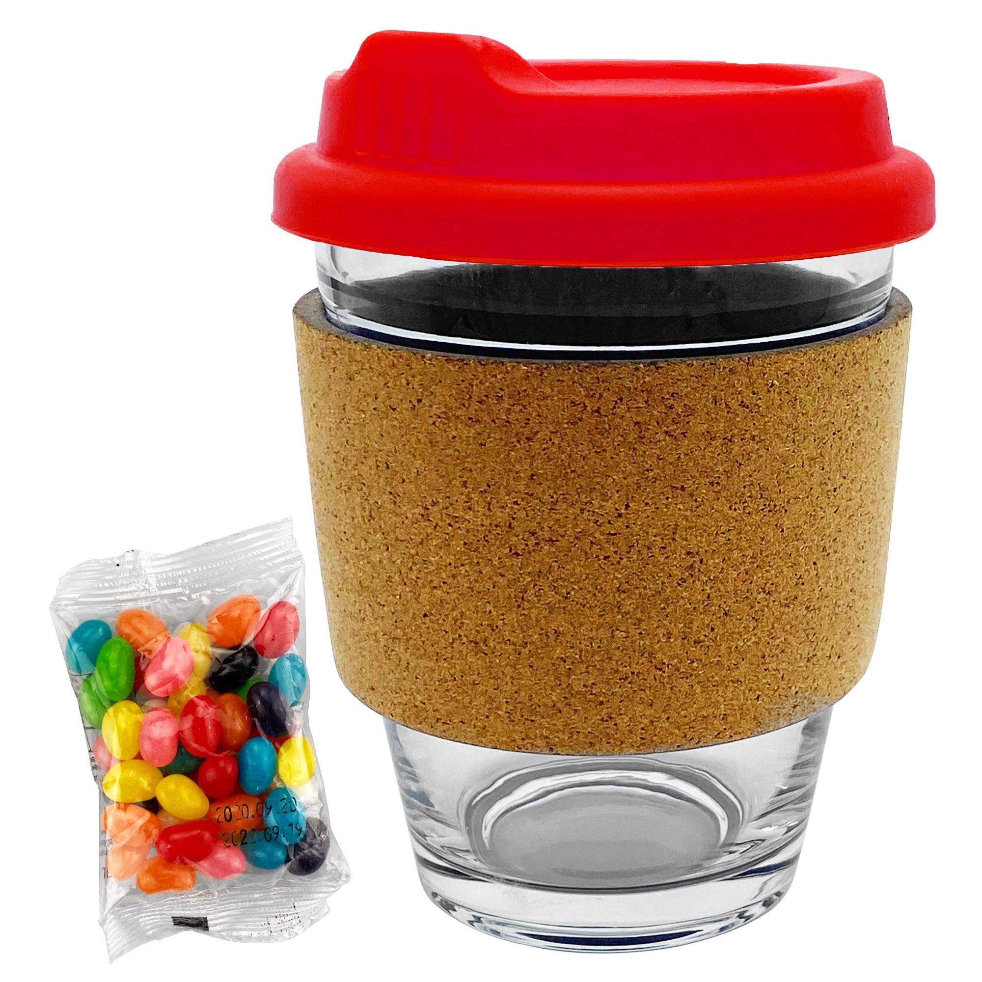 Jelly Bean In Cork Band Glass Coffee Cup - Simply Merchandise