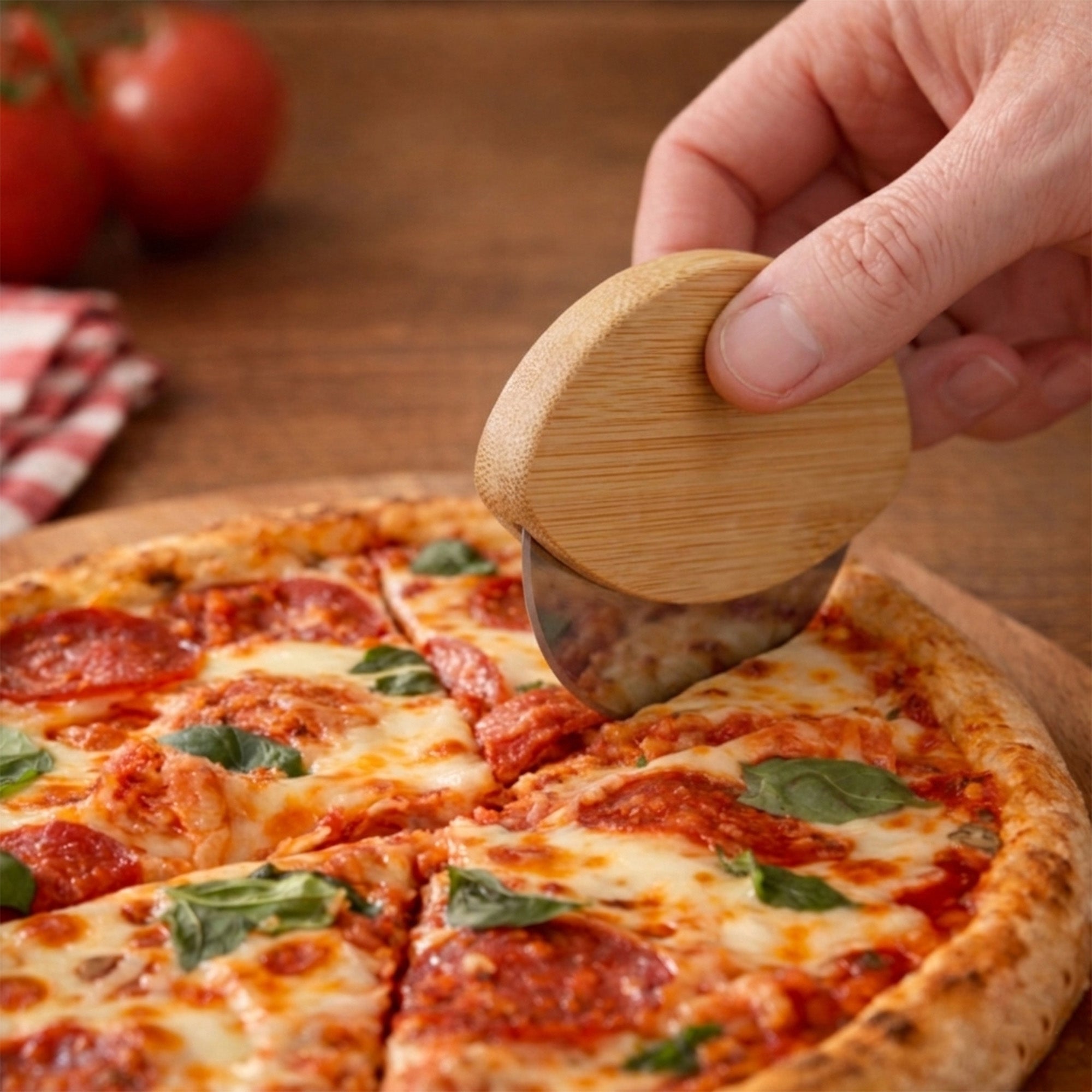 Bamboo Pizza Cutter - Simply Merchandise