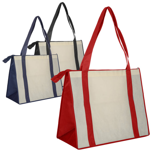 Non Woven Large Zipped Shopping Bag with custom branded logo - Simply Merchandise