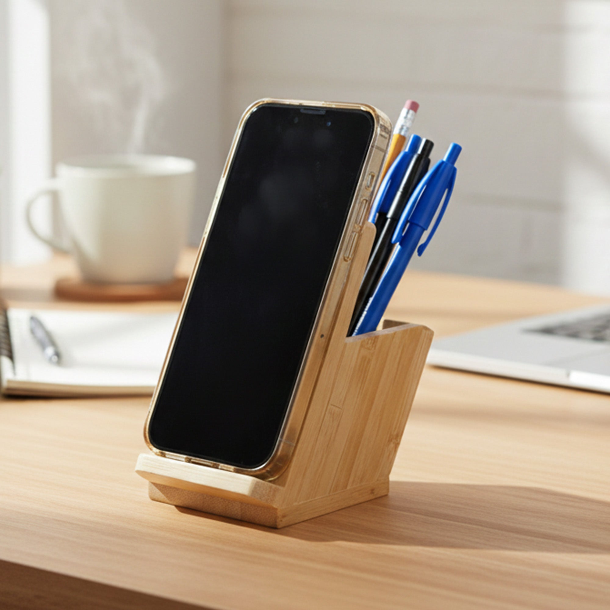 Bamboo Mobile Stand and Pen Holder - Simply Merchandise