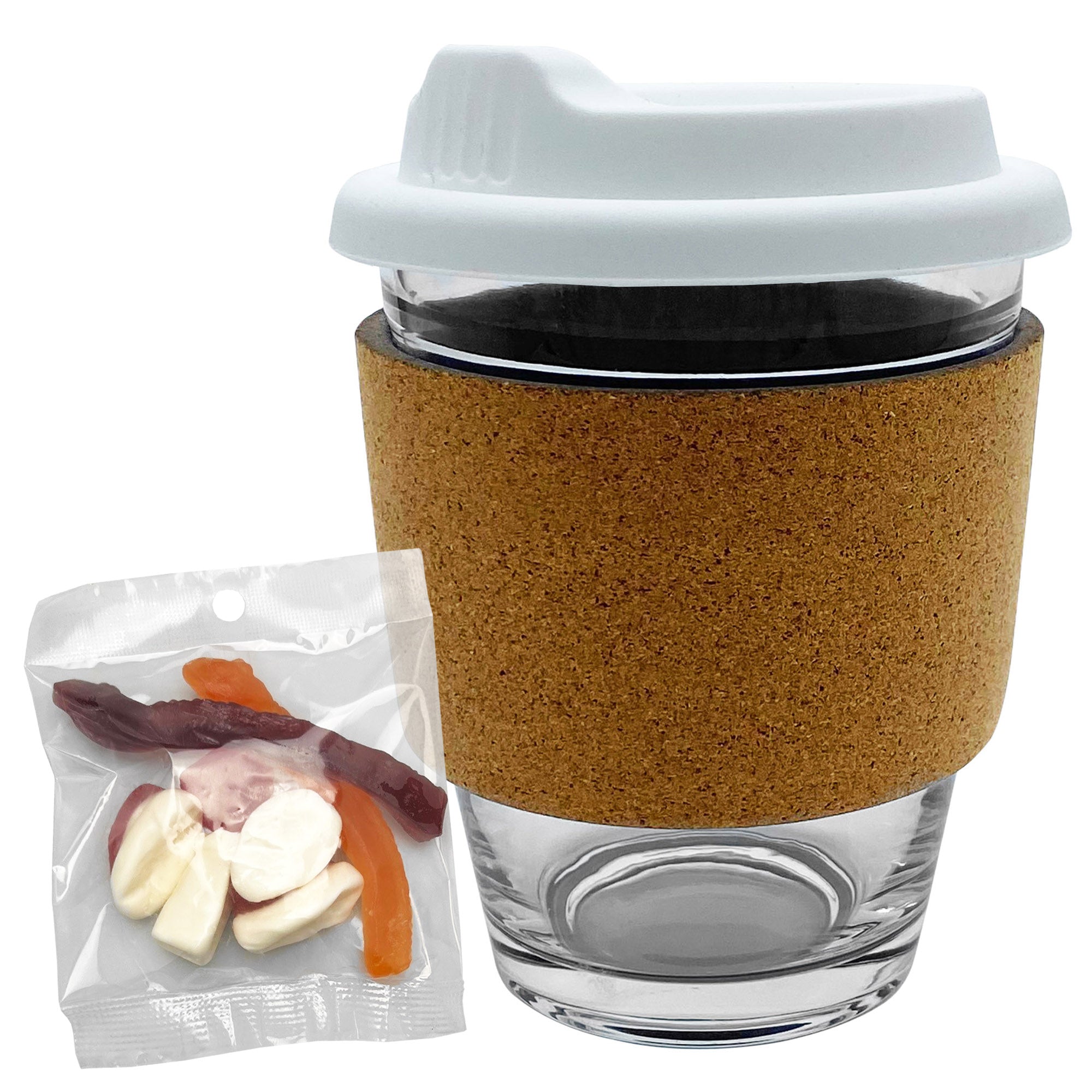 Jelly Party Mix in Cork Band Glass Coffee Cup - Simply Merchandise