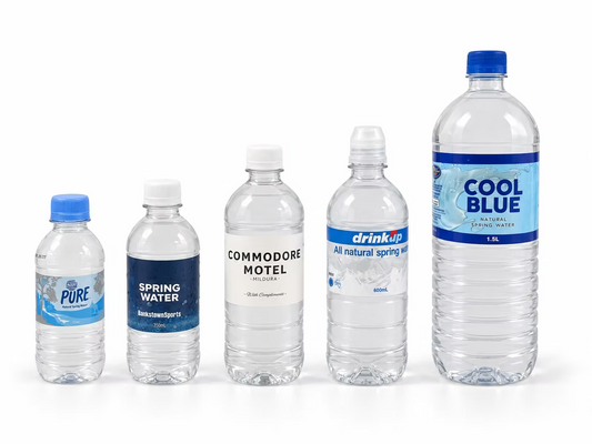 Spring Water (250ml, 350ml and 600ml) with Custom Printed Label with custom branded logo - Simply Merchandise