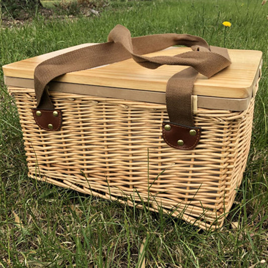Gold Coast Wicker Picnic Cooler Basket Square - Simply Merchandise